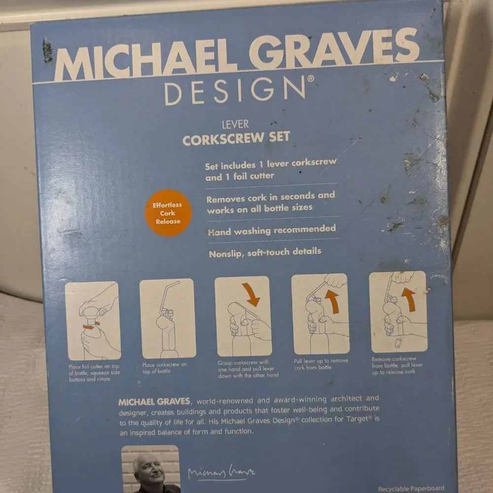 Michael Graves Design‎ Lever Corkscrew Set with Foil Cutter Target RARE READ